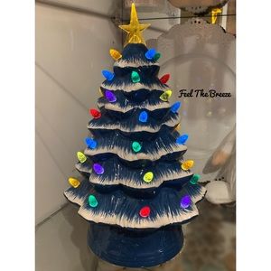 12” Mr. Christmas Country Blue Ceramic Tree